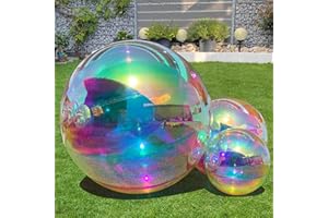 NINGHAOVOV 39.3in Inflatable Mirror Ball, Big Shiny Balls Inflatable Silver/Gold/Iridescent, PVC Hanging Large Disco Ball Decor for Big Party, Concerts, Stage, Wedding Decoration (1 Piece,Without Air Pump)