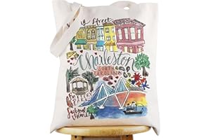 WZMPA Charleston South Carolina Travel Tote Bag Souvenir Gift Vacation Reusable Grocery Bag