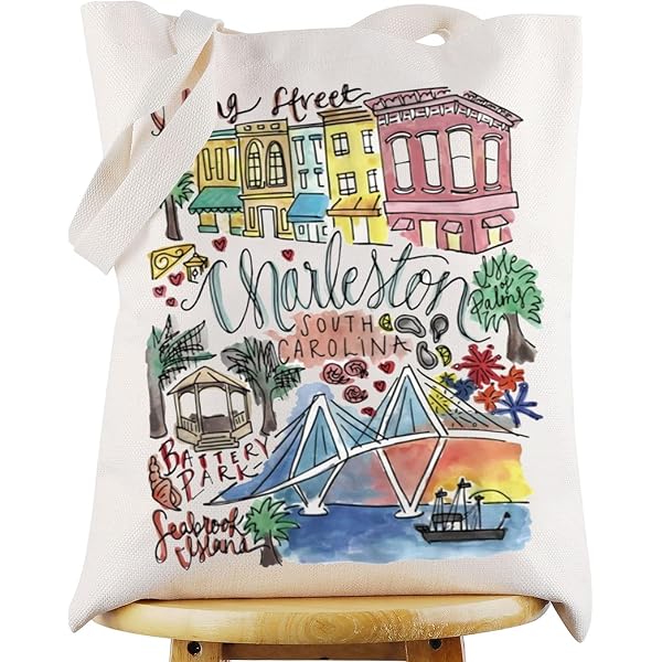 Charleston Tote Bag – Geschenkidee Für Bachelorette, Junggesellinnenabschied & Party – Segeltuch Mit 3D-Druck
