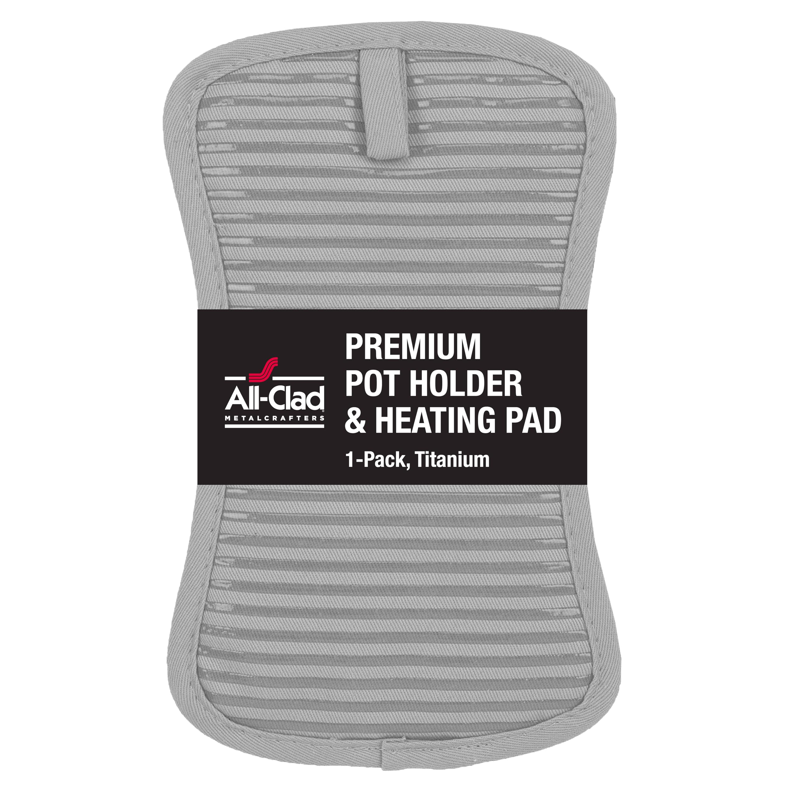 All-Clad Premium Pot Holder & Hot Pad: Heat Resistant to 500 Degrees - 100% Cotton, 10"x6.25" Hot Pad for Kitchen and Barbeque, (1-Pack), Titanium