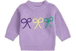 Beautooly Infant Newborn Baby Girl Cute Long Sleeve Bow Embroidery Chunky Knitted Sweater Toddler Fall Winter Outfits