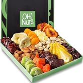 Oh! Nuts Dried Fruits and Nuts Gift Basket - Gourmet Gift Baskets - Healthy Assorted Nuts and Dried Fruit Gift Box - Crafted in USA, Sealed Fresh in Individual Packs (Green Box)
