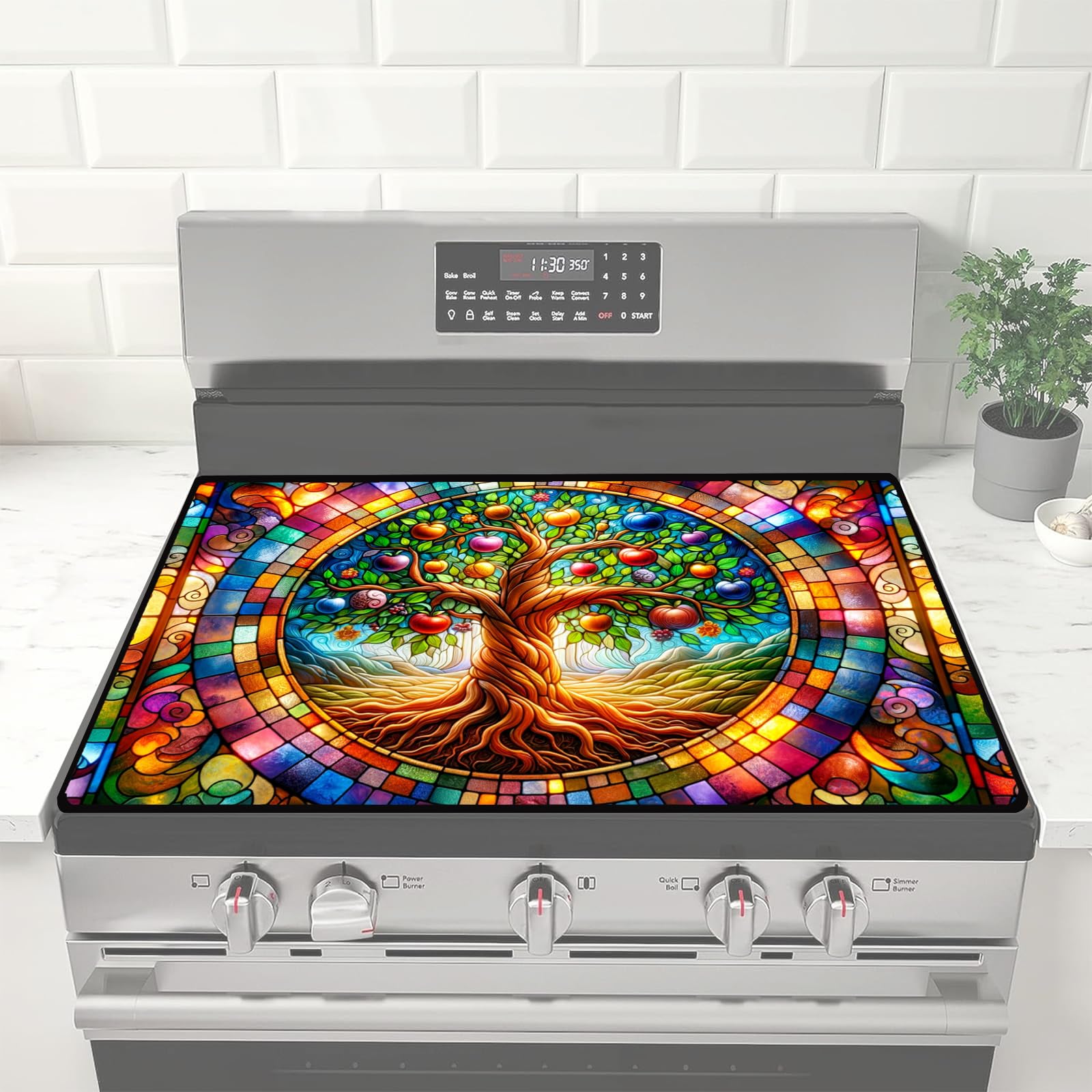 Photo 1 of Electric Top Lid 28" x 20" | Goacifie Lid | Heat Resistant Glass Stove Top Cover | Thick Natural Rubber | Stove Top Cover Extended Space (Tree of Life22)
