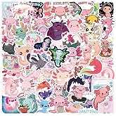 110pcs Axolotl Stickers Pack - Cute Cartoon Animal Vinyl Laptop Water Bottles Luggage Journaling& Classroom Prizes for Kids Teens Adults (Pink)