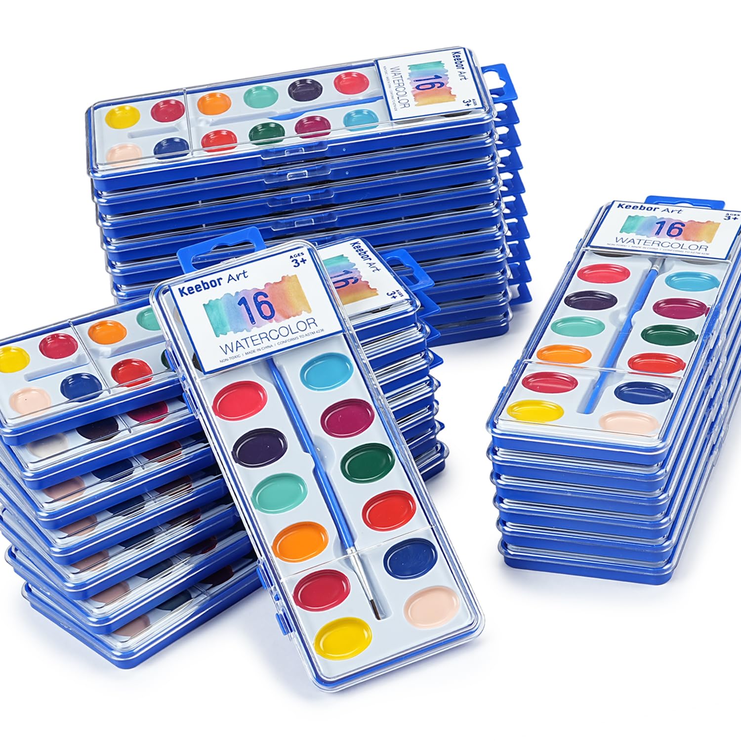 Photo 1 of *MINOR DAMAGE*
Washable Watercolor Paint Set, 16 Colors, 24 Pack Kids Paint, Ideal for Party Favors, Gifts, Classroom Supplies (Wood Brushes Included)