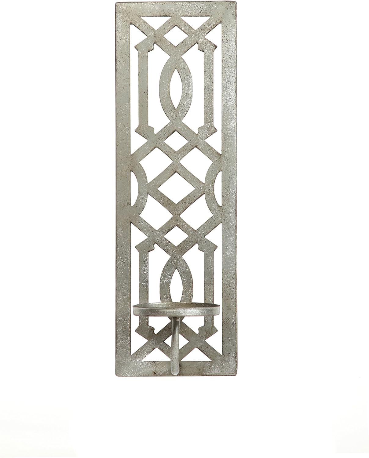 Hosley 16.5" High Iron Wall Pillar Candle Sconce Mid Century Modern Antique Silver Galvanized Finish. Ideal Gift Wedding Special Occasions Home Office Spa Aromatherapy Gardens (Antique Silver): Home & Kitchen