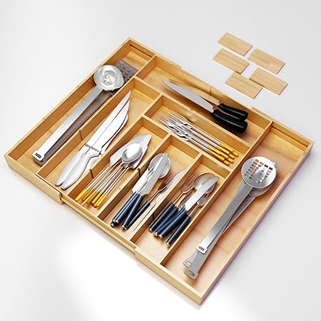 Best Delex Kitchen Drawer Organizer Expendable Bamboo Tray With