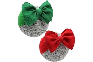 QFV Baby Girl Bows Newborn Headband 0-6 Months Infant Big Bows for Birthday/Baby Shower/Photography/Baby Gifts (Red&Green)