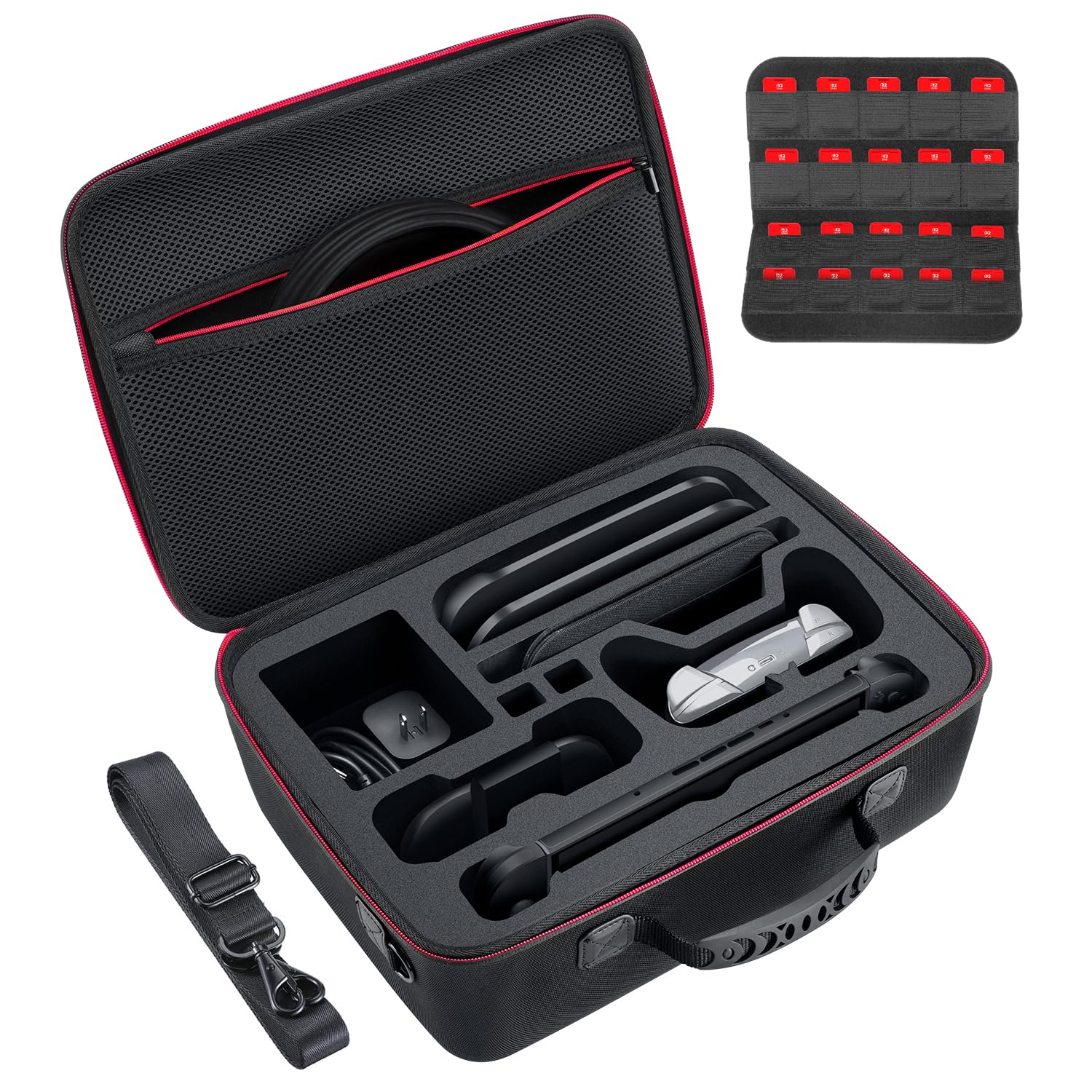 Zadii Protective Carrying Case Compatible with Nintendo Switch 2, Travel Bag Holds Switch 2 Console, 20 Games, Dock, Pro Controller, Joy-con Grip, Power Adpater, Cables and Other Accessories
