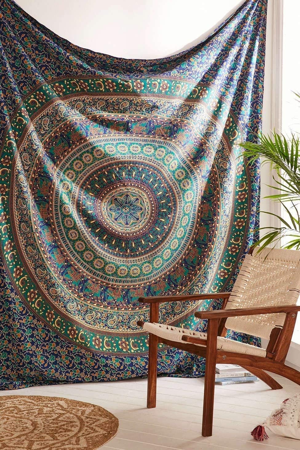Third Eye Export - Indian Mandala Beach Blue Throw Hippie for Bedroom Home Decor Dorm Wall Hanging Medallion Bohemian Blue Boho Tapestry Elephant Bedspread Tapestries (Blue, Queen)