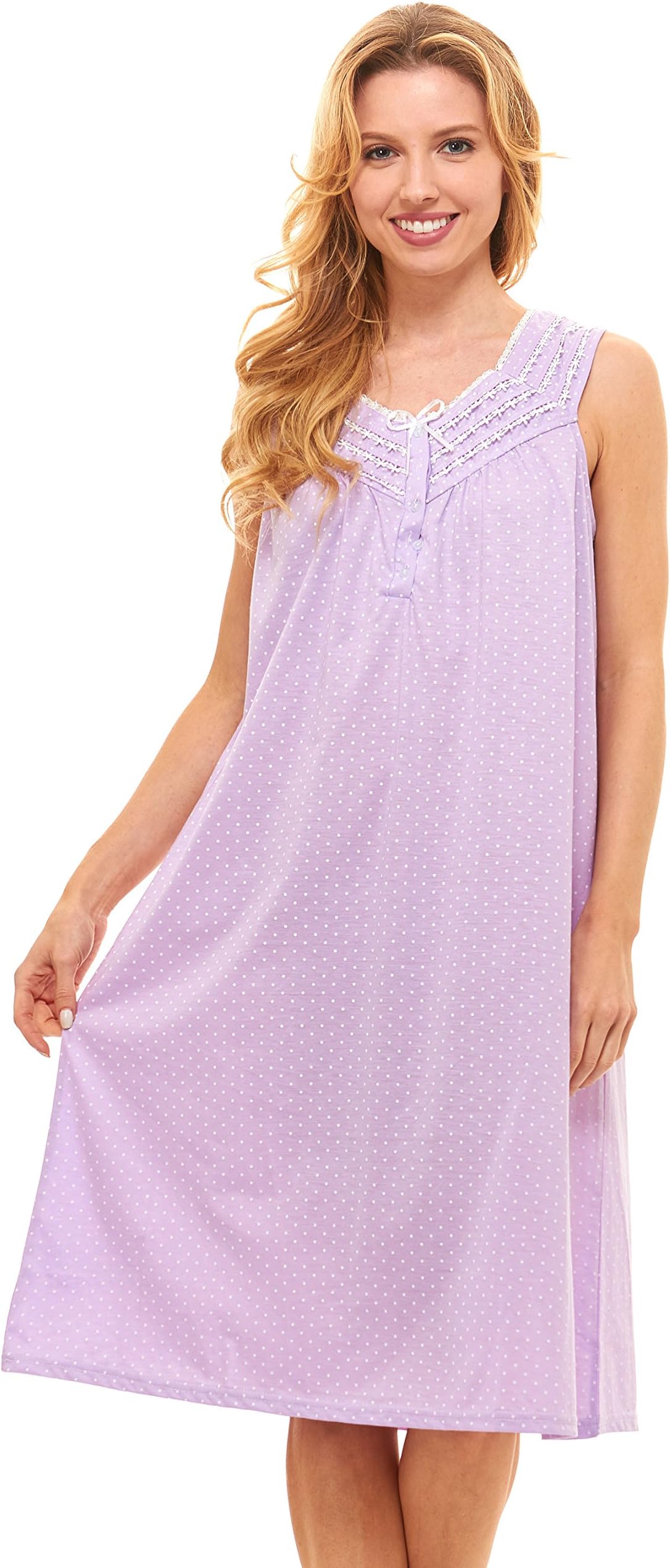 Floopi Womens Nightgown Sleepwear Cotton Pajamas - Womans Sleeveless Sleep Dress Nightshirt