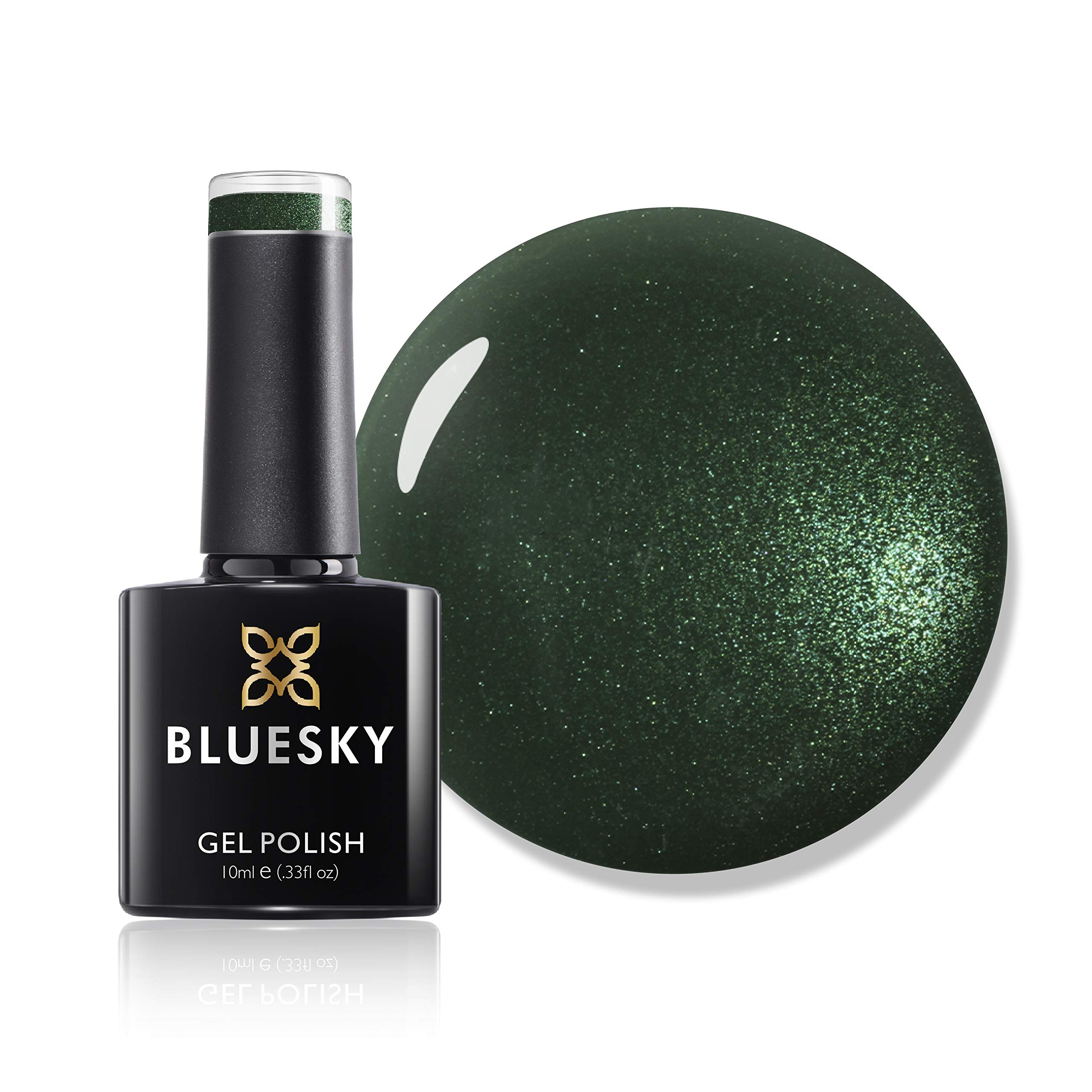 Bluesky Gel Nail Polish, Forest Green 80574, Dark Green Glitter, UV/LED Soak-Off Gel Polish, Long Lasting, Chip Resistant, 10ml