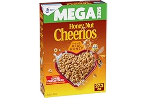 Honey Nut Cheerios, Heart Healthy Gluten Free Breakfast Cereal with Whole Grain Oats, Mega Size, 27.2 oz