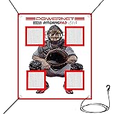 PowerNet Pitching Pad - 4 Pocket Softball Pitch Trainer with 7x7 FT Net, Realistic Catcher for Cages &amp; Practice