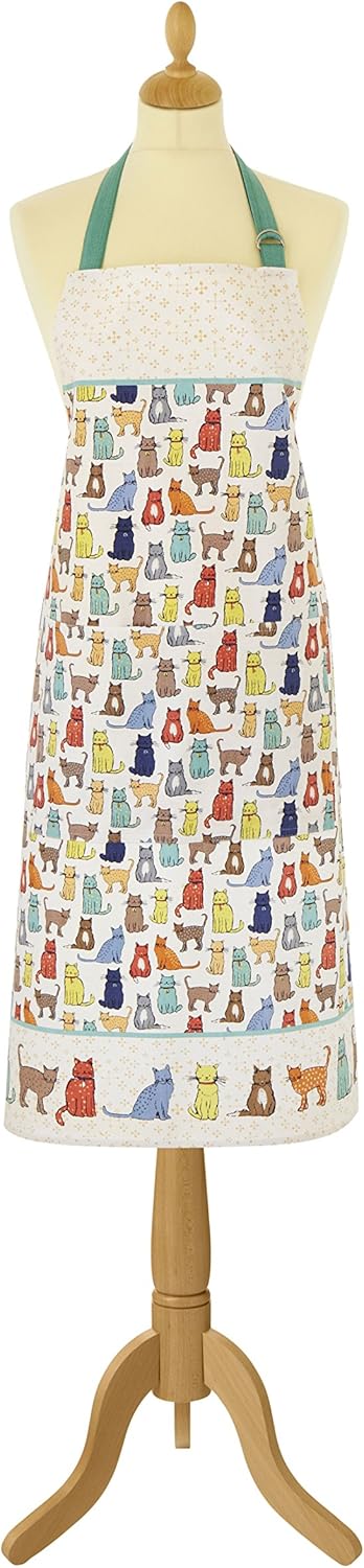 Ulster Weavers Catwalk Cotton Apron, With Cute Multicoloured Cat Animal Handrawn Design, For Kitchen and Barbecue