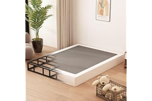 Husleephu Full Size Box Spring, Metal Full Box Spring 7 Inch Bed Base with Fabric Cover, Sturdy Mattress Foundation, Easy Assembly, Noise Free, Black