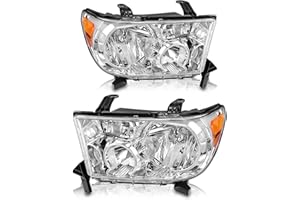 AS Headlights Assembly Compatible 2007 2008 2009 2010 2011 2012 2013 Toyota Tundra (W/o Headlight Leveling Models) /2008-2017