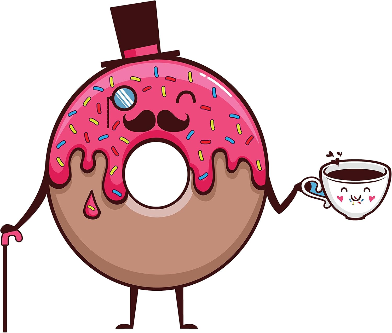 Amazon Com Hipster Pink Sprinkle Donut Drinking Coffee Cartoon Vinyl Decal Sticker 8 Wide Automotive hipster pink sprinkle donut drinking