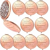 Limbeuuu 10 Pcs Inspirational Compact Mirror Sometimes You Forget You're Awesome Appreciation Gifts for Women Mother's Day Party Favors Magnifying Pocket Mirror (Rose Gold)