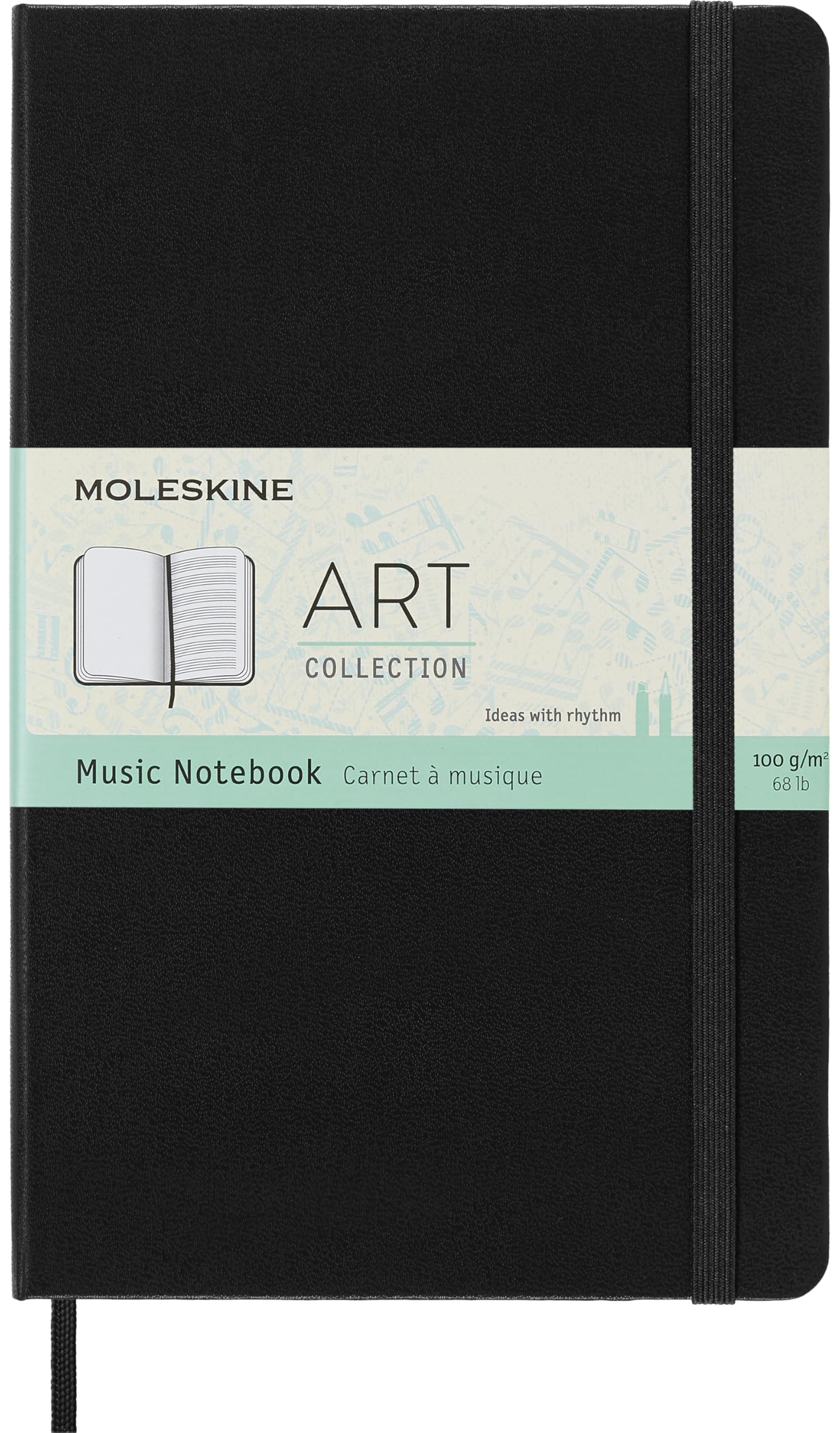 Moleskine Art Music Notebook, Hard Cover, Large (5" x 8.25") Pentagram, Black, 192 Pages