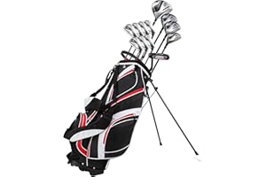 PRECISE 18 Piece Complete Men’s Golf Club Set with Titanium Driver, #3 & #5 Fairway Woods, #4 Hybrid, 5-SW Irons, Putter, Stand Bag, 4 H/C's, Men’s Golf Clubs Full Set Right Handed