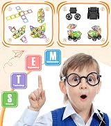 COOLJOYA Magnetic Tiles for Kids 50pcs STEM Building Blocks 3D 2D Creations view 3