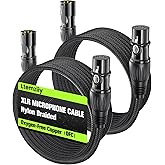 Ltemziiy XLR Cable 10ft 2 Pack, Male to Female XLR Microphone Cable, Gold-Plated 3-Pin Oxygen-Free Copper (OFC) Shielded Nylon Braided Mic Cord for Mixer, Speaker Systems, 10 Foot