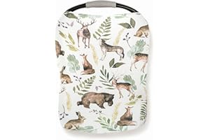 POBIBABY Pobi Baby Premium Multi-Use Cover - Nursing Cover, Baby Car Seat Covers, Shopping Cart, High Chair, and Breastfeeding Cover - Ultra-Soft, Stretchy, Woodland Scarf for Baby and Mom (Wildlife Animal)