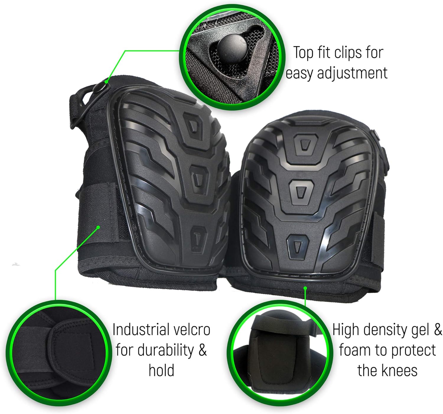 Knee Pads for Work - Professional Gel Knee Pads Heavy Duty for Construction, Flooring, Gardening and Cleaning. Best style knee pads for comfort, protection and durability.… - - 