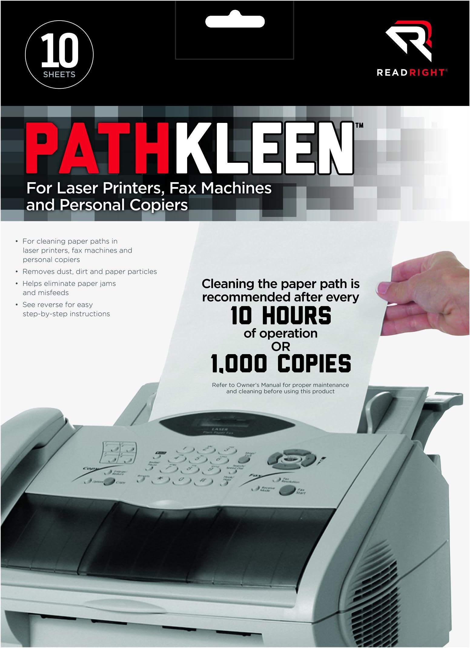 PathKleen Printer Roller Cleaner Sheets, 8 1/2 x 11, 10/Pack - Sold As 1 Pack