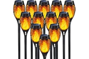 OBIMEEO Solar Lights Outdoor, Solar Torch Light with Flickering Flame for Garden Decor, 20.5'' Small Size Solar Powered Garden Lights, Waterproof Flame Torches for Outside Patio Pathway Yard Decorations