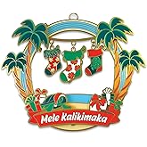 Hawaiian Metal Die Cut Ornament Mele Kalikimaka Stockings