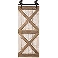 Glitzhome 35" H Farmhouse Wooden Barn Door Wall Decor,Rustic Barn Door Wall Art Decoration Vintage Wall Panels Accents Sign Window Shutters for Cottage Living Room Home Hanging Décor