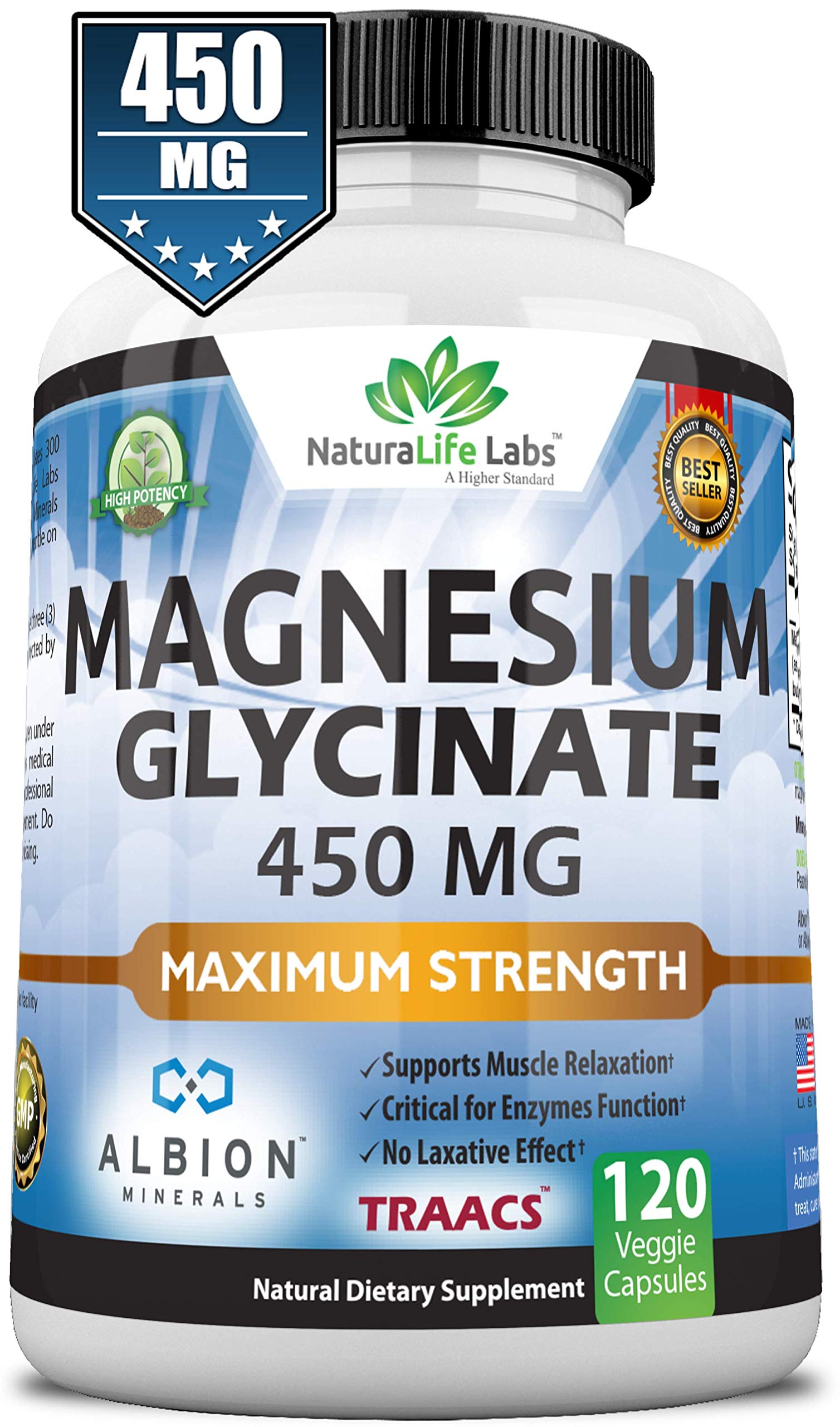 Magnesium Glycinate 450 MG Albion Minerals TRAACS Maximum