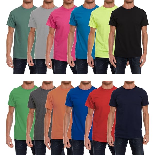 SOCKS'NBULK 12 Pack Mens Crew Neck Tees Soft Cotton Short Sleeve