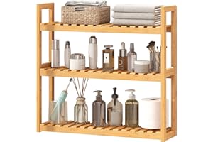 viewcare Bathroom Shelves for Storage, Large Shelves Over Toilet, Adjustable 3 Tiers Shelf for Bathroom Storage (Natural)