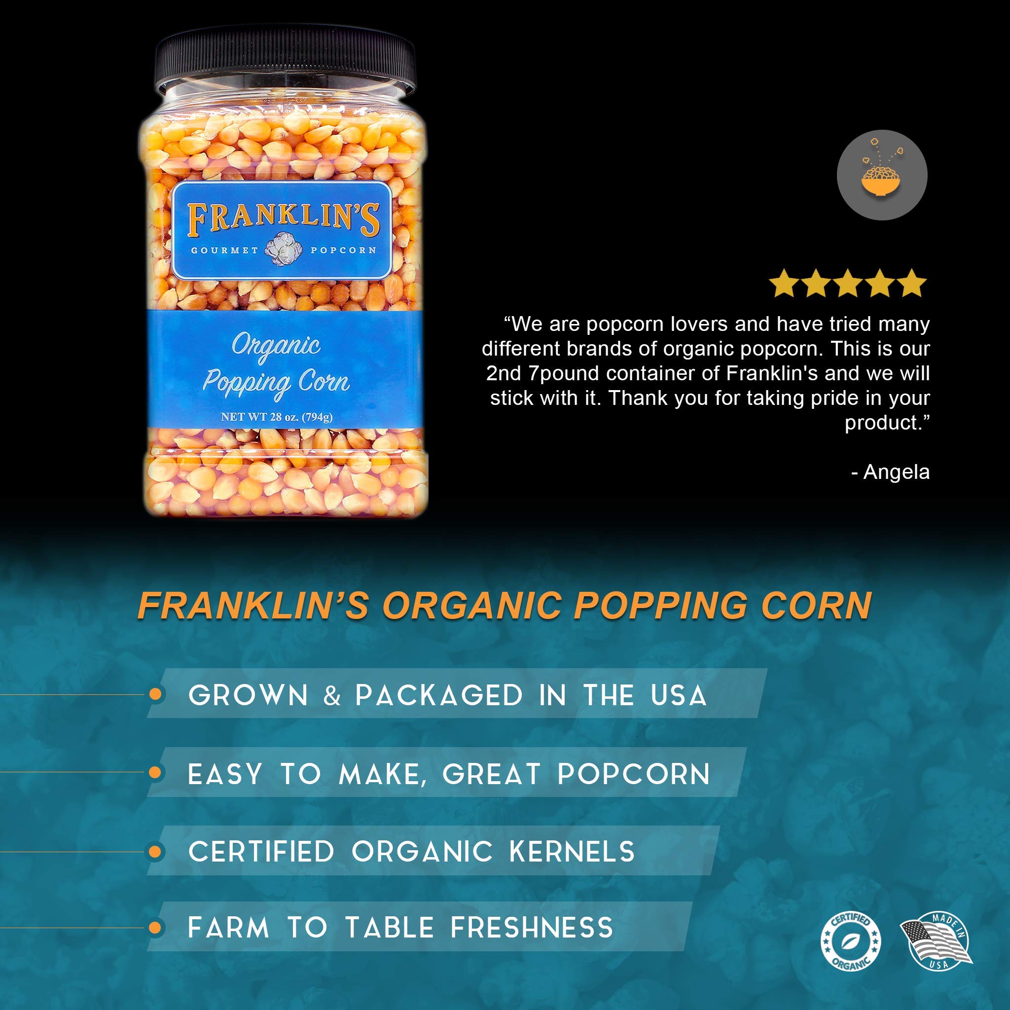 Mua Franklin’s Gourmet Popcorn Certified USDA Organic Popping Kernels