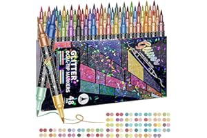 24/48/72/96 Colors Glitter Effect Brush Markers, 2026 Upgraded Glitter Dual Tip Markers, Metallic Glitters Dual Tip Marker fo