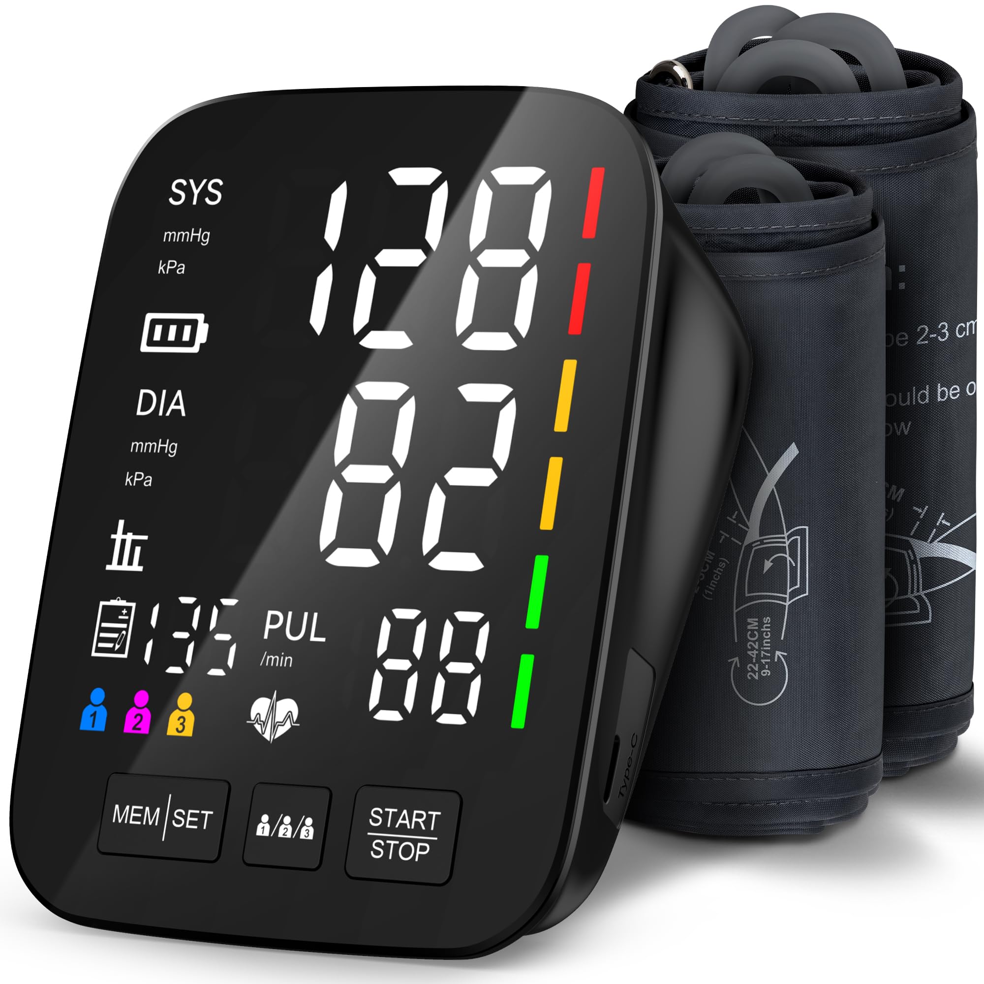 Photo 1 of Blood Pressure Monitor for Home Use - 2 Size Cuffs (9"-17" & 13"-21"), Fits Medium, Large & Extra Large XL Upper Arms, Accurate Digital Automatic BP Machine, 5" LED Display, 3-User Mode, Model U80A