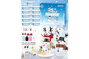 EOBOH 16 Pack Snowman Kit, Build a Snowman Craft Kit for Kids, Christmas Craft Creative Air Dry Clay Modeling Dough Crafts, Enhance Creativity Gifts Christmas Winter School Xmas Creative Supplies Decoration