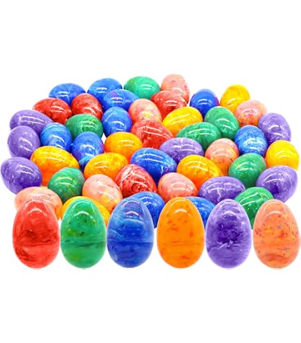 24 Huevos De Pascua De Plástico Para Rellenar | Surtido De 6 Colores Y 6 Diseños | Ideales Para Caza, Cestas Y Decoración
