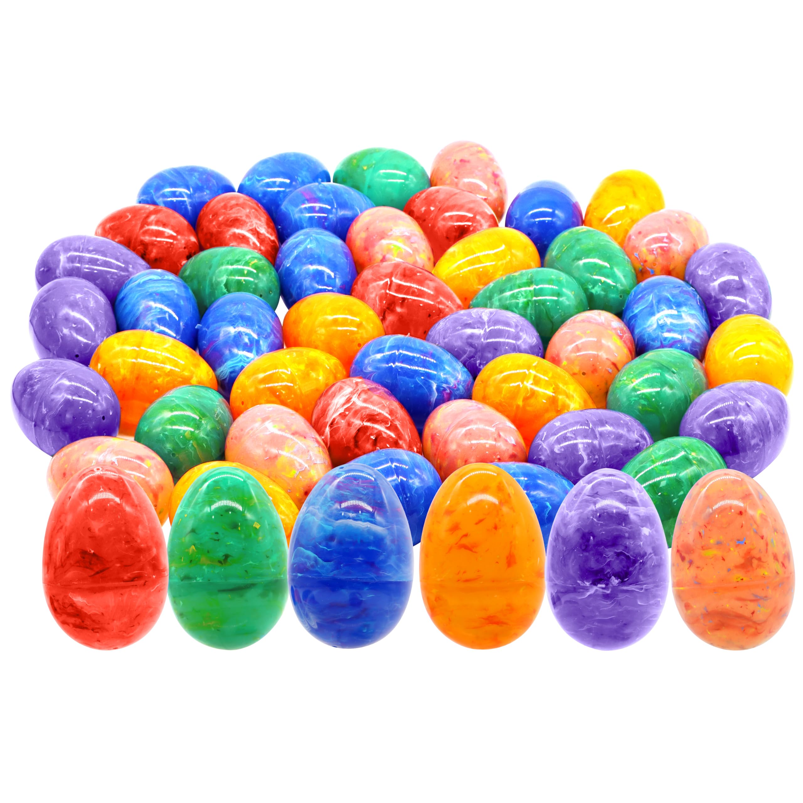 JOYIN 30 Pcs Plastic Iridescent Printed Bright Easter Eggs 3.15" Tall for Easter Hunt, Basket Stuffers Fillers, Classroom Prize Supplies, Filling Treats and Party Favor