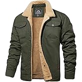 MAGCOMSEN Men's Winter Jacket Lined Sherpa Jacket Warm Trucker Coat Multi Pocket