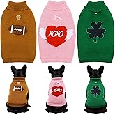 Valentine’s Day Dog Sweater 3 Pack – Dog Valentines Outfit, St. Patrick’s Day Dogs Clothes & Football pet Jersey for Small Dogs Boy Girl, Puppy Valentines Sweaters Set(M)