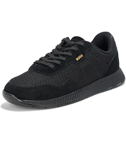 Amazon.com | BOSS, Titanium Low Profile Leather Sneaker, Blue