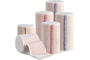 DRAGONFLYDREAMS 6 Pack Premium Elastic Bandage Wrap, Compression Wrap Bandage for Legs, Self-Closing Elastic Bandage Wrap - Hook & Loop Fasteners at Both Ends - Latex Free - Washable & Reusable (2x2", 2x3", 2x4")