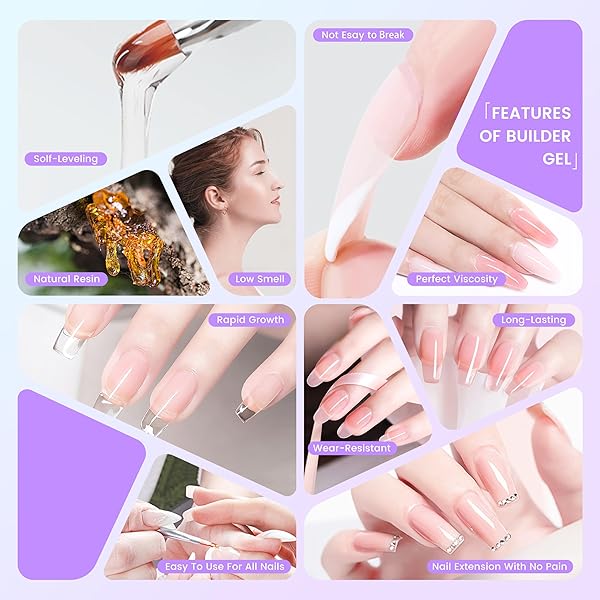 CLEAR & PINK HARD GEL FOR NAILS 120G BUILDER GEL NAIL KIT R FOR NAIL EXTENSION AND STRENGTHENING FOR HOME USE OR SALON