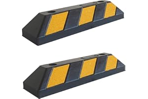 SNS SAFETY LTD Parking Stopper for Garage Floor, Blocks Car Wheels as Parking Aid and Stops The Tires, Acting as Rubber Parking Curbs That Protect Vehicle Bumpers and Garage Walls, 21.6"x5.9"x3.9" (Pack of 2)