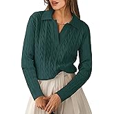 ANRABESS Womens Cable Knit Sweaters Long Sleeve V Neck Sweater Tops Casual Pullover Polo Shirts 2025 Fall Fashion Outfits