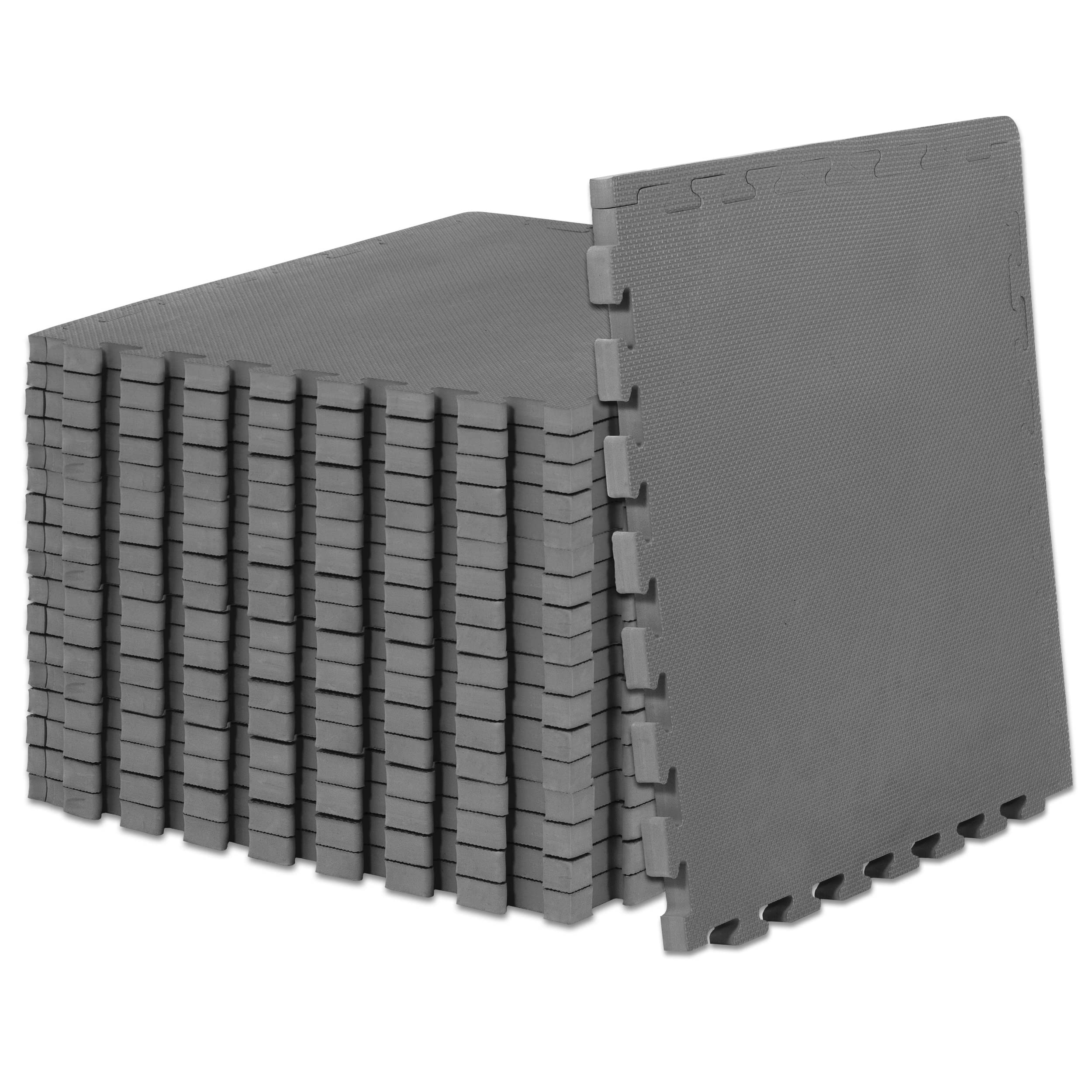 ProsourceFit Extra Thick Puzzle Exercise Mat 1", EVA Foam Interlocking Tiles for Protective, Cushioned Workout Flooring for Home and Gym Equipment, Grey 3-pack Image